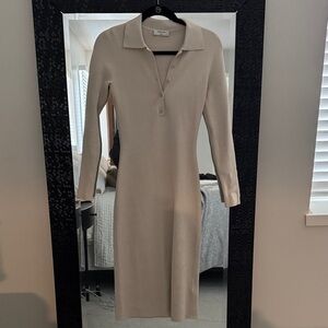 Aritzia Cream Long Sleeve Knit Dress